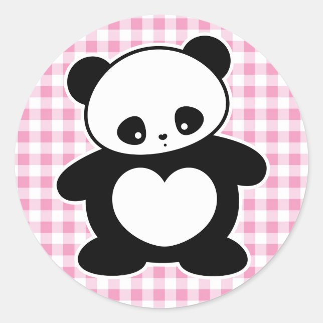 Kawaii Panda Runder Aufkleber (Vorderseite)