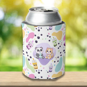 Kawaii Panda & Tiger Bubble Tea Kinderbedruckt Dosenkühler