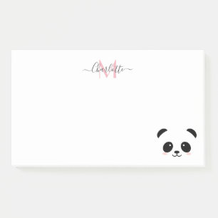 Kawaii panda trägt personalisierte Monogramm nach  Post-it Klebezettel
