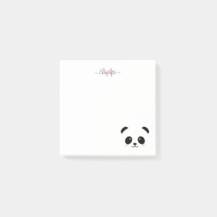Kawaii panda trägt personalisierte Monogramm Post-it Klebezettel