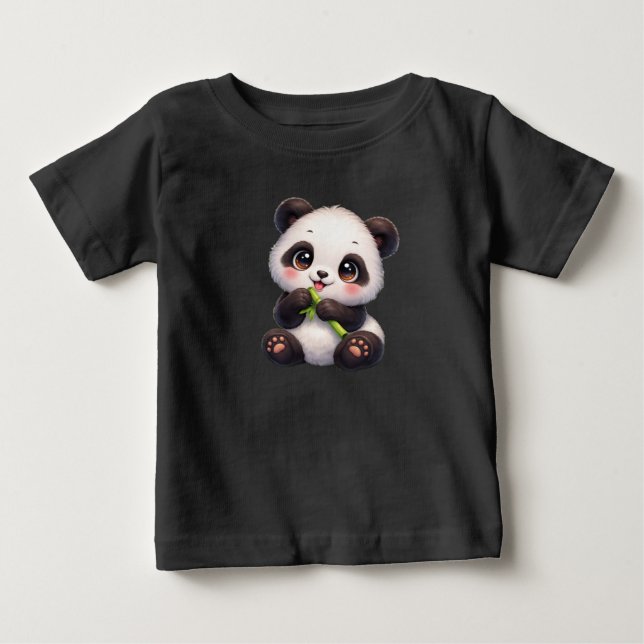 Kawaii Panda with Bamboo |Unisex Kids Graphic Tee (Vorderseite)