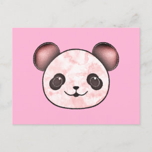 Kawaii Panda Zeichnend in Rosa Postkarte