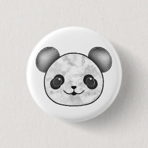 Kawaii Panda Zeichnend in Schwarzweiß Button