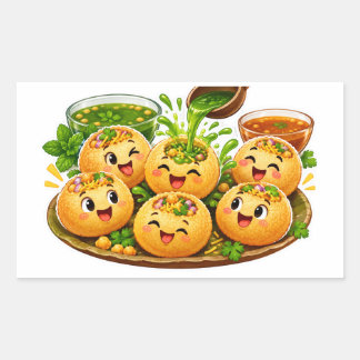 Kawaii Pani Puri Aufkleber, leckeres indisches Str Rechteckiger Aufkleber