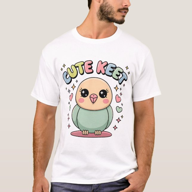 Kawaii Parakeet | Cute Keet Pastel Bird Illustrati T-Shirt (Vorderseite)