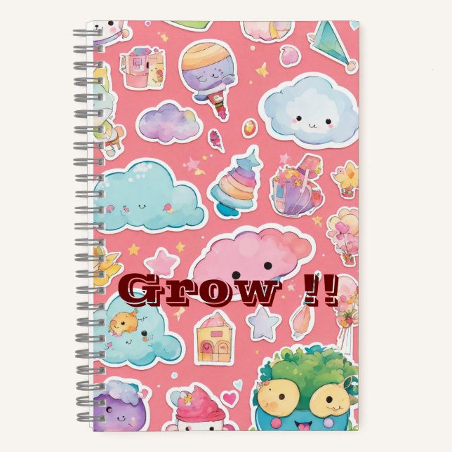 "Kawaii Pastel Bliss: Spiral-Notebook Notizbuch (Vorderseite)