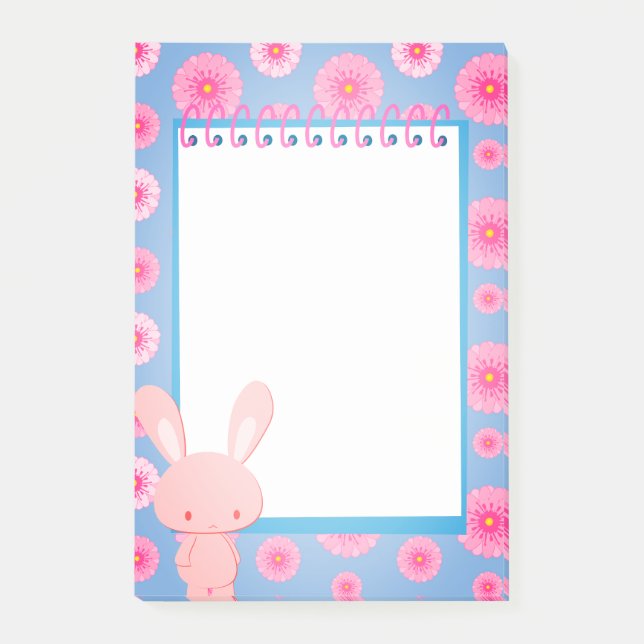 Kawaii pastel Bunny Floral Memo Post-it Klebezettel (Vorderseite)