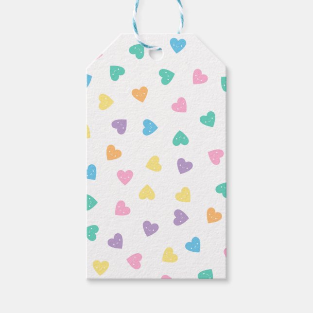 Kawaii Pastel Candy Hearts Geschenkanhänger (Vorderseite)