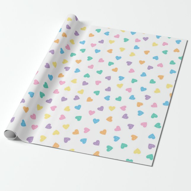 Kawaii Pastel Candy Hearts Geschenkpapier (Ungerollt)