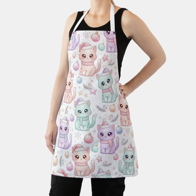Kawaii Pastel Christmas Cats Apron for Cat Lovers Schürze (InSitu)