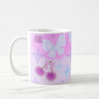 Kawaii Pastel Girly 3D Coquette Bow Moon Tasse