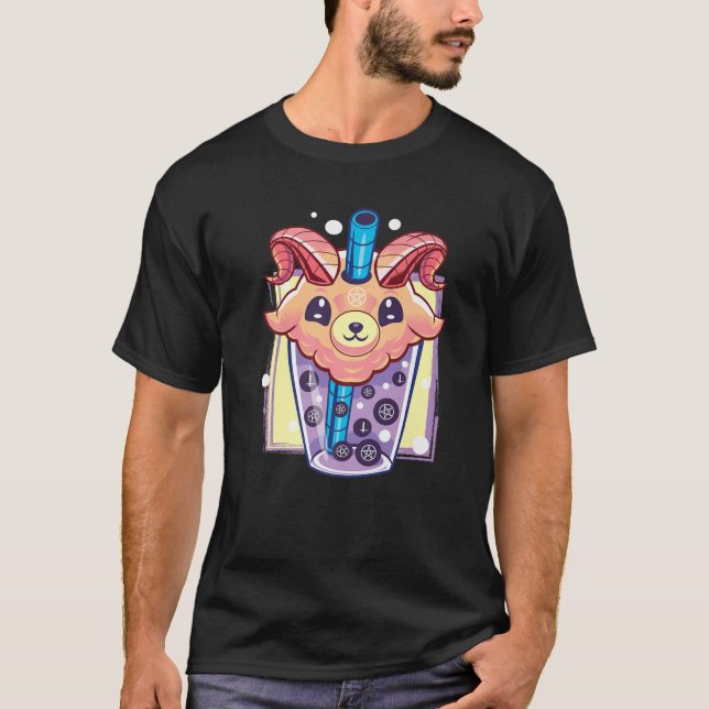 Kawaii Pastel Goth Creepy Baphomet Boba Bubble Tee (Vorderseite)