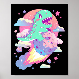 Kawaii Pastel Goth Creepy Niedlich Chibi Dinosaur  Poster