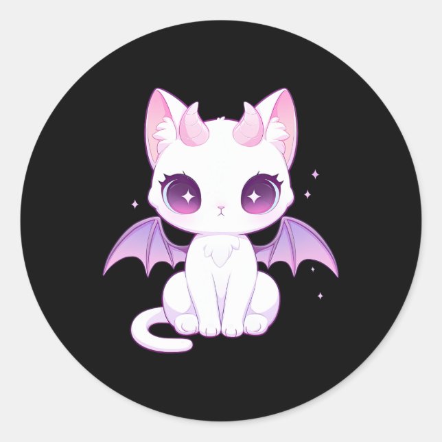 Kawaii Pastel Goth Creepy Niedlich Witchy Demon Wi Runder Aufkleber (Vorderseite)