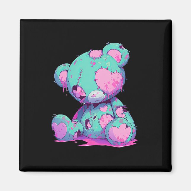 Kawaii Pastel Goth Creepy Niedlich Witchy Zombie B Magnet (Vorne)