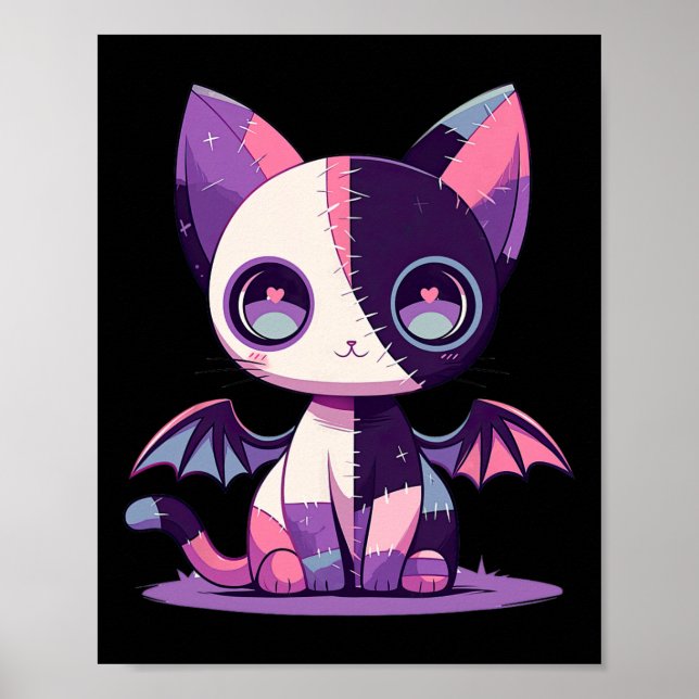 Kawaii Pastel Goth Creepy Niedlich Witchy Zombie P Poster (Vorne)