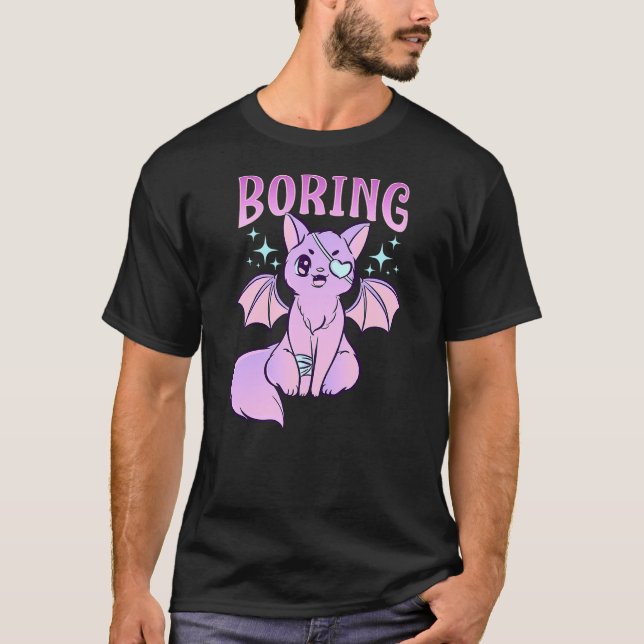 Kawaii Pastel Goth Cute Creepy Bat Cat Anime Theme T-Shirt (Vorderseite)