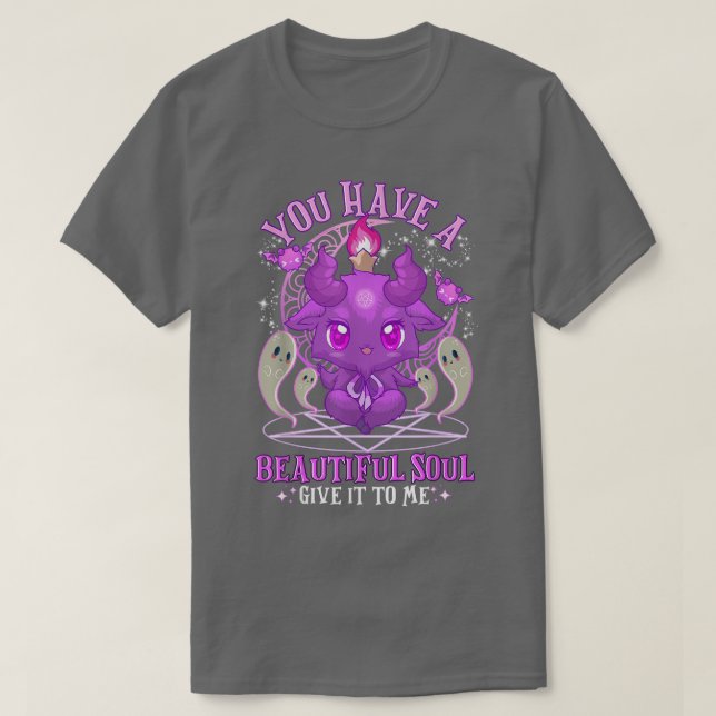 Kawaii Pastel Goth Niedlich Baby Goat Baphomet Fun T-Shirt (Design vorne)