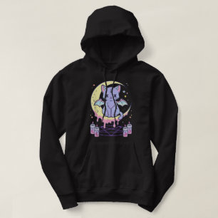 Kawaii Pastel Goth Niedlich Creepy Black Cat Hoodie