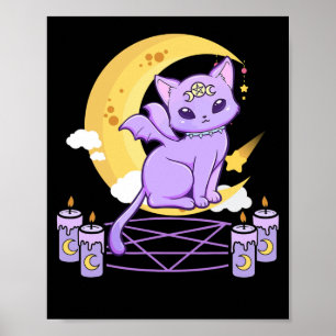Kawaii Pastel Goth Niedlich Creepy Black Cat Poster