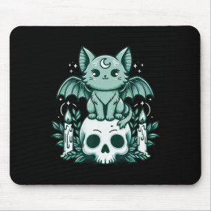 Kawaii Pastel Goth Niedlich Creepy Katze Bat Skele Mousepad