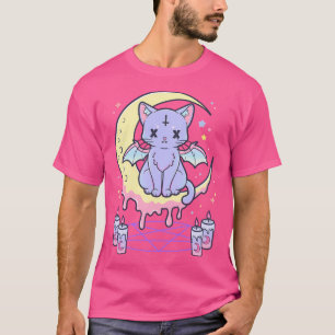 Kawaii Pastel Goth Niedlich Creepy Occult Cat T-Shirt