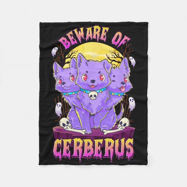 Kawaii Pastel Goth Niedliche Creepy 3-köpfige Dog  Fleecedecke (Vorderseite)
