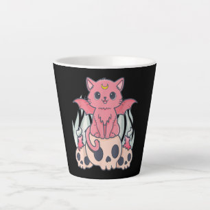 Kawaii Pastel Goth Niedliche Creepy Demon Cat and Milchtasse