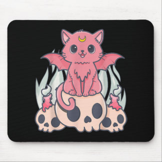 Kawaii Pastel Goth Niedliche Creepy Demon Cat and  Mousepad