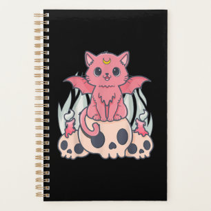 Kawaii Pastel Goth Niedliche Creepy Demon Cat and Planer
