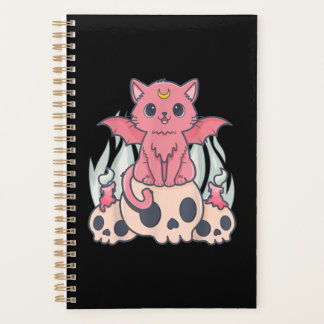 Kawaii Pastel Goth Niedliche Creepy Demon Cat and  Planer