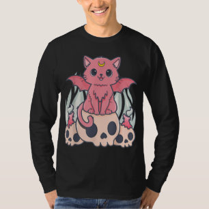 Kawaii Pastel Goth Niedliche Creepy Demon Cat and T-Shirt