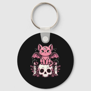 Kawaii Pastel Goth Niedliche Creepy Katze Bat Skel Schlüsselanhänger