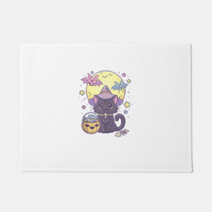 Kawaii Pastel Goth Niedliche, graue Halloween-Schw Fußmatte