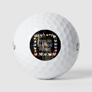 Kawaii Pastel Hearts Foto Border anpassbar Golfball