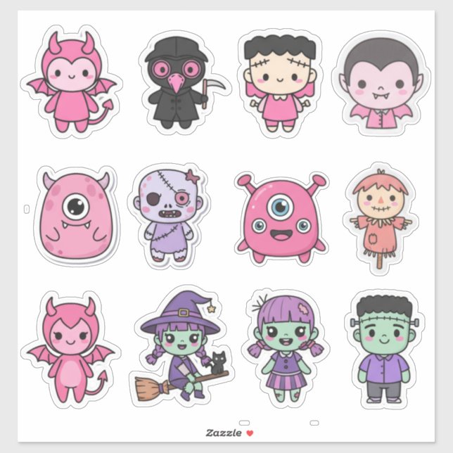 Kawaii Pastel Monster Squad Sticker Pack (Blatt)