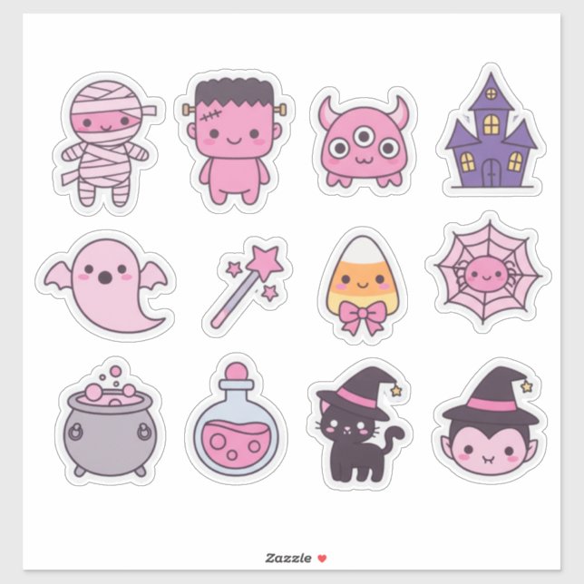 Kawaii Pastel Monster Squad Sticker Pack (Blatt)