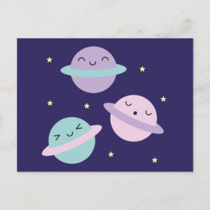 Kawaii Pastel Planets Postkarte