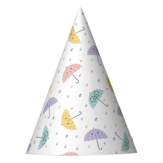 Kawaii Pastel Umbrella Pattern Party Hat Partyhütchen (Vorderseite)