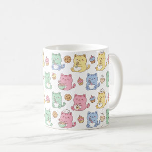Kawaii Pastell-Bäckerei-Katzen-Muster-Kaffeetasse Kaffeetasse