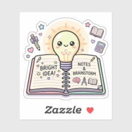 Kawaii-Pastell-Glühlampen-Notizbuch - Heller Einfa Aufkleber