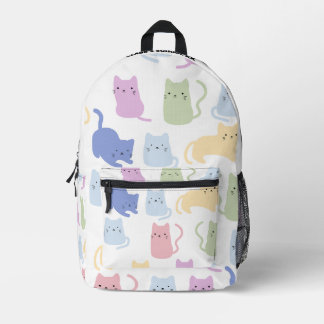 Kawaii-Pastell-Katzen-Muster-Rucksack personalisie Bedruckter Rucksack