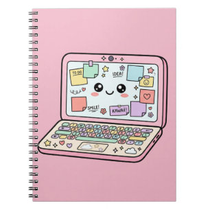 Kawaii Pastell Laptop Lernvibes Aufkleber Notizblock