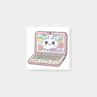 Kawaii Pastell Laptop Lernvibes Aufkleber Post-it Klebezettel