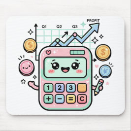 Kawaii Pastell-Rechner Finanzen Student Aufkleber Mousepad
