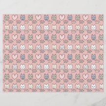 Kawaii Pastell Rosa Katzen Gesichter Scrapbook Pap