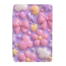 Kawaii-Pastell-Schleifen- und Herz-Nahtloses Muste
