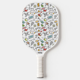 Kawaii Pattern Custom Monogram Pickleball Schläger