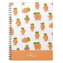 Kawaii pattern of fun carrots notizblock