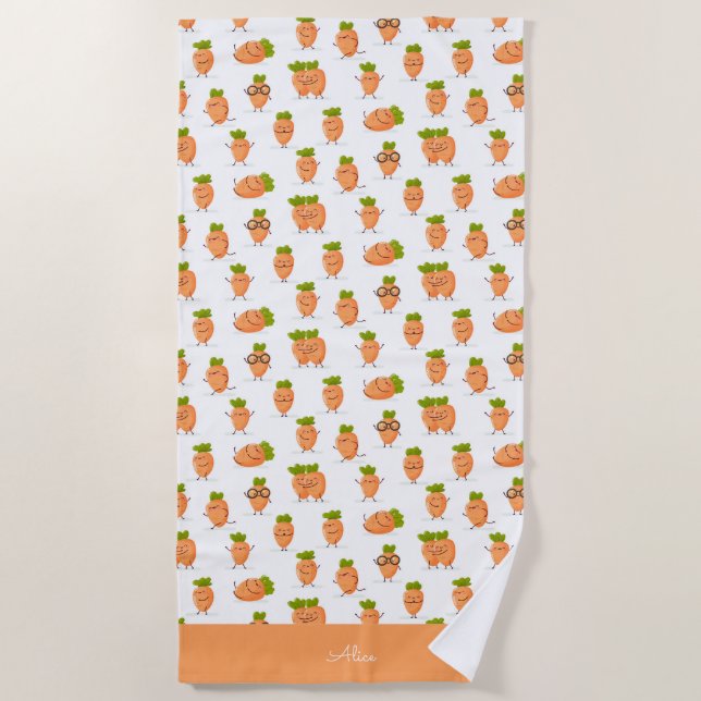 Kawaii pattern of fun carrots strandtuch (Vorderseite)